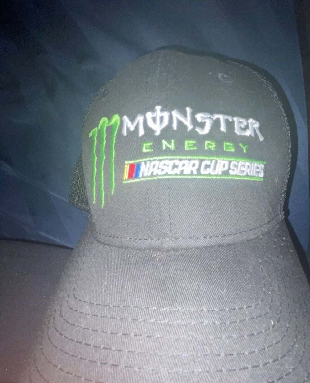 New Era Monster Energy NASCAR Cup Series 39THIRTY Black Mesh Hat Medium-Large